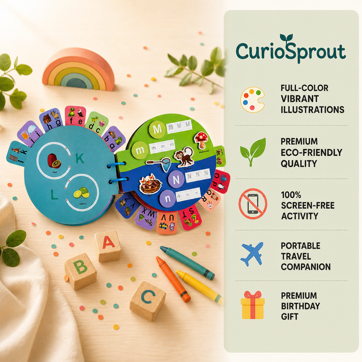 curioSprout Alphabet Busy Book | Ages 2-5 — Product image by curioSprout