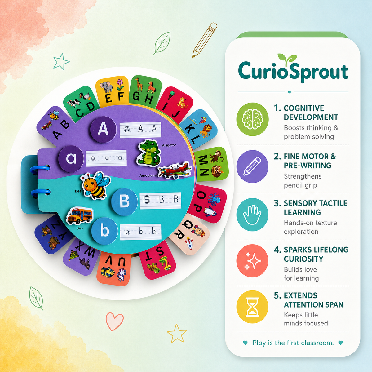 curioSprout Alphabet Busy Book | Ages 2-5 — Product image by curioSprout