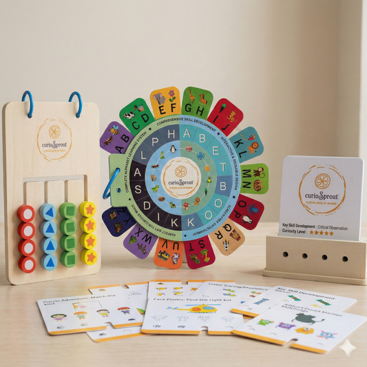 Alphabet Book + Logic Cards + Shape Puzzle — Product image by curioSprout