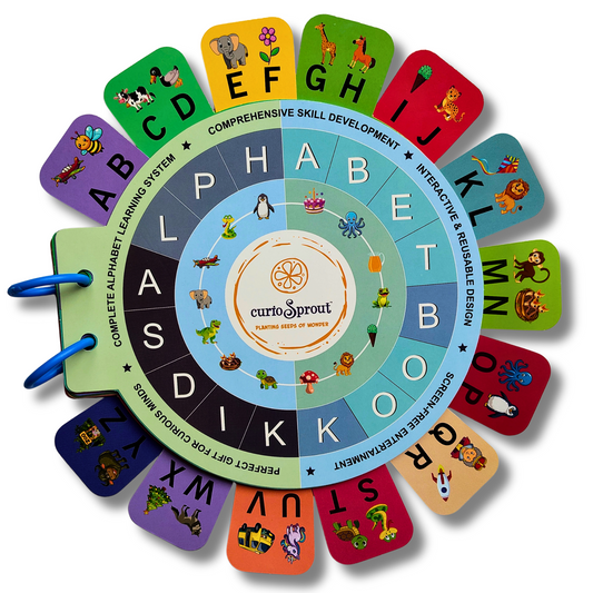 curioSprout Interactive Alphabet Busy Book — velcro learning book for toddlers — Product image by curioSprout