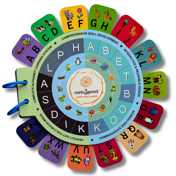 curioSprout Interactive Alphabet Busy Book — velcro learning book for toddlers