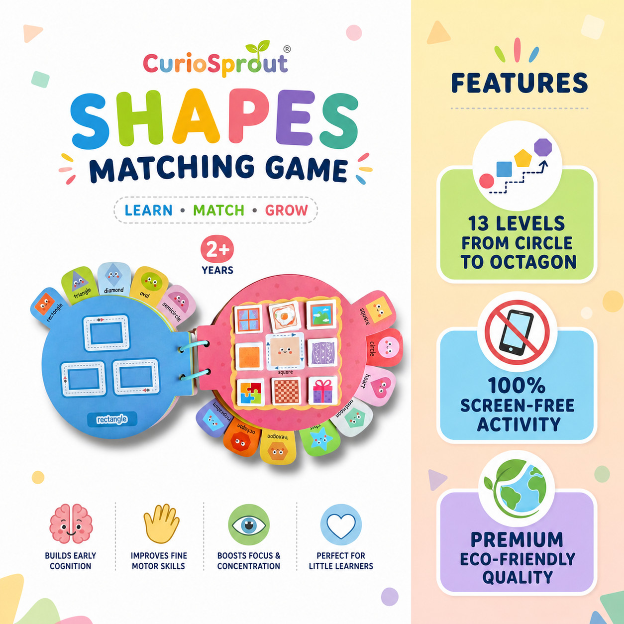 curioSprout Shapes Matching Game for Kids 2-5 Years — Product image by curioSprout