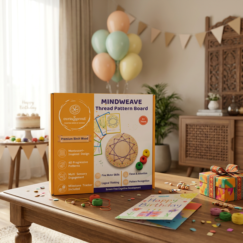 Shape Sorting Puzzle + Thread Pattern Board — Product image by curioSprout