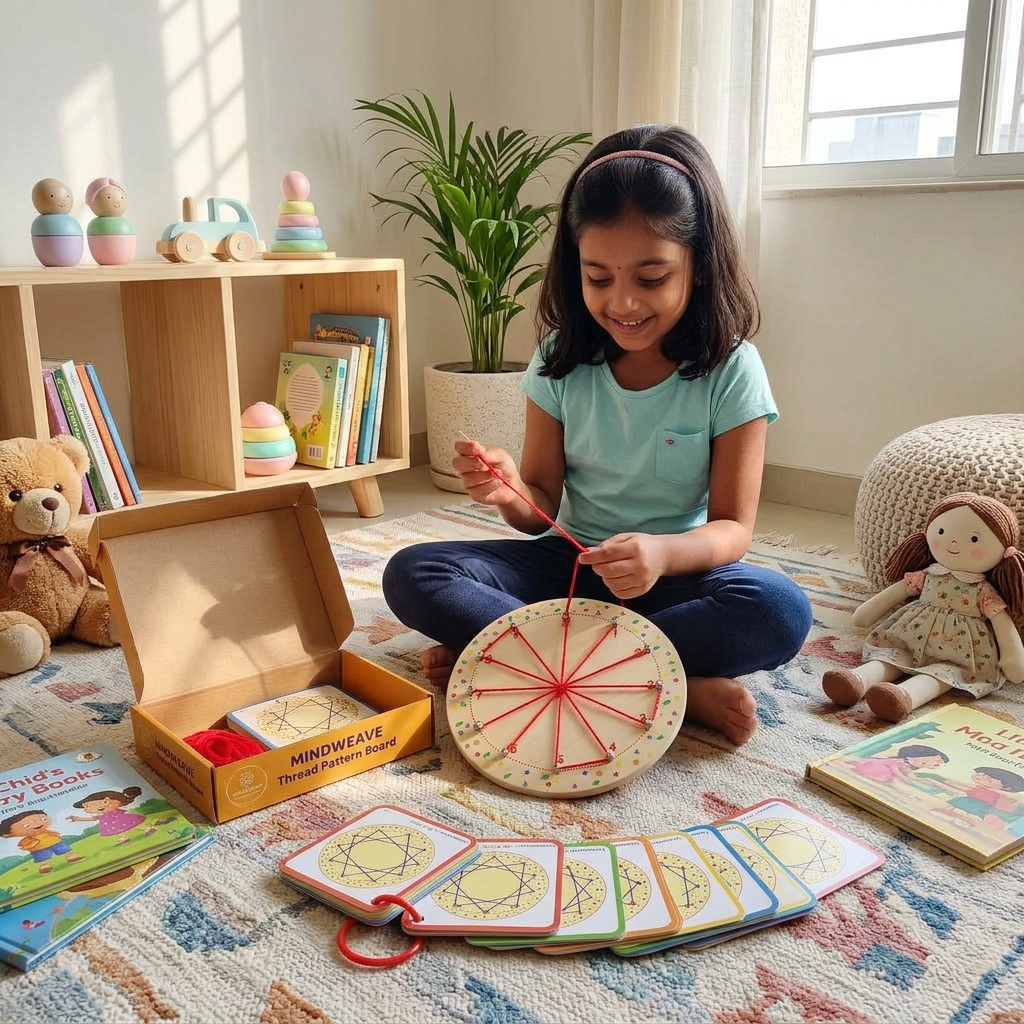 Shape Sorting Puzzle + Thread Pattern Board — Product image by curioSprout
