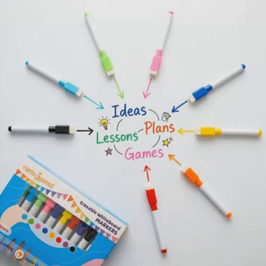 curioSprout Fine Tip Whiteboard Markers Set | 24-Piece, 8 Vibrant Colors — Product media by curioSprout