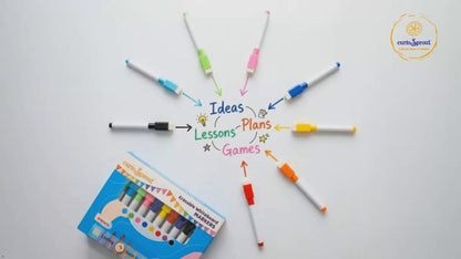 curioSprout Fine Tip Whiteboard Markers Set | 24-Piece, 8 Vibrant Colors