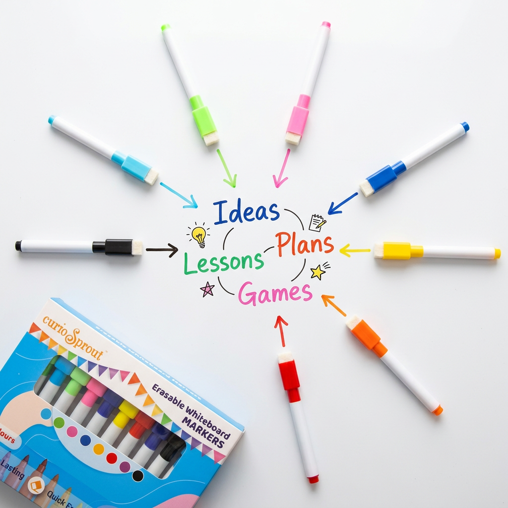 curioSprout Fine Tip Whiteboard Markers Set | 24-Piece, 8 Vibrant Colors — Product image by curioSprout