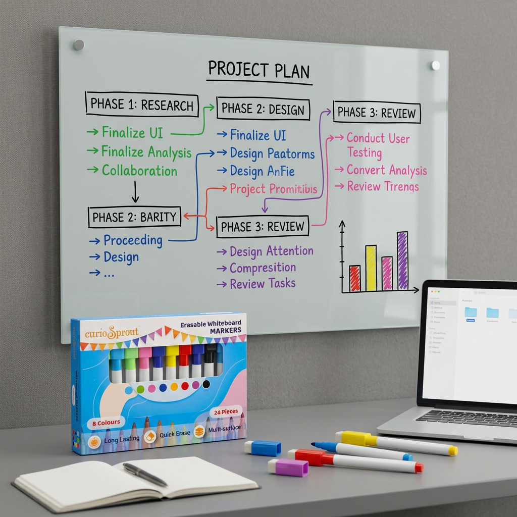 curioSprout Fine Tip Whiteboard Markers Set | 24-Piece, 8 Vibrant Colors — Product image by curioSprout